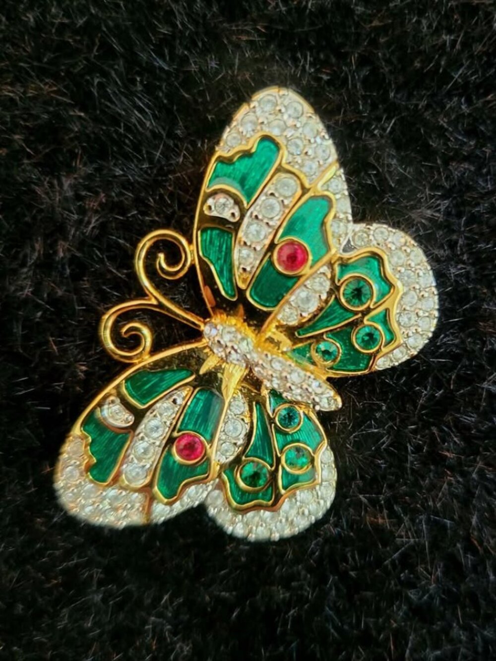 Vintage Swarovski Gold-Plated Butterfly Brooch Pin